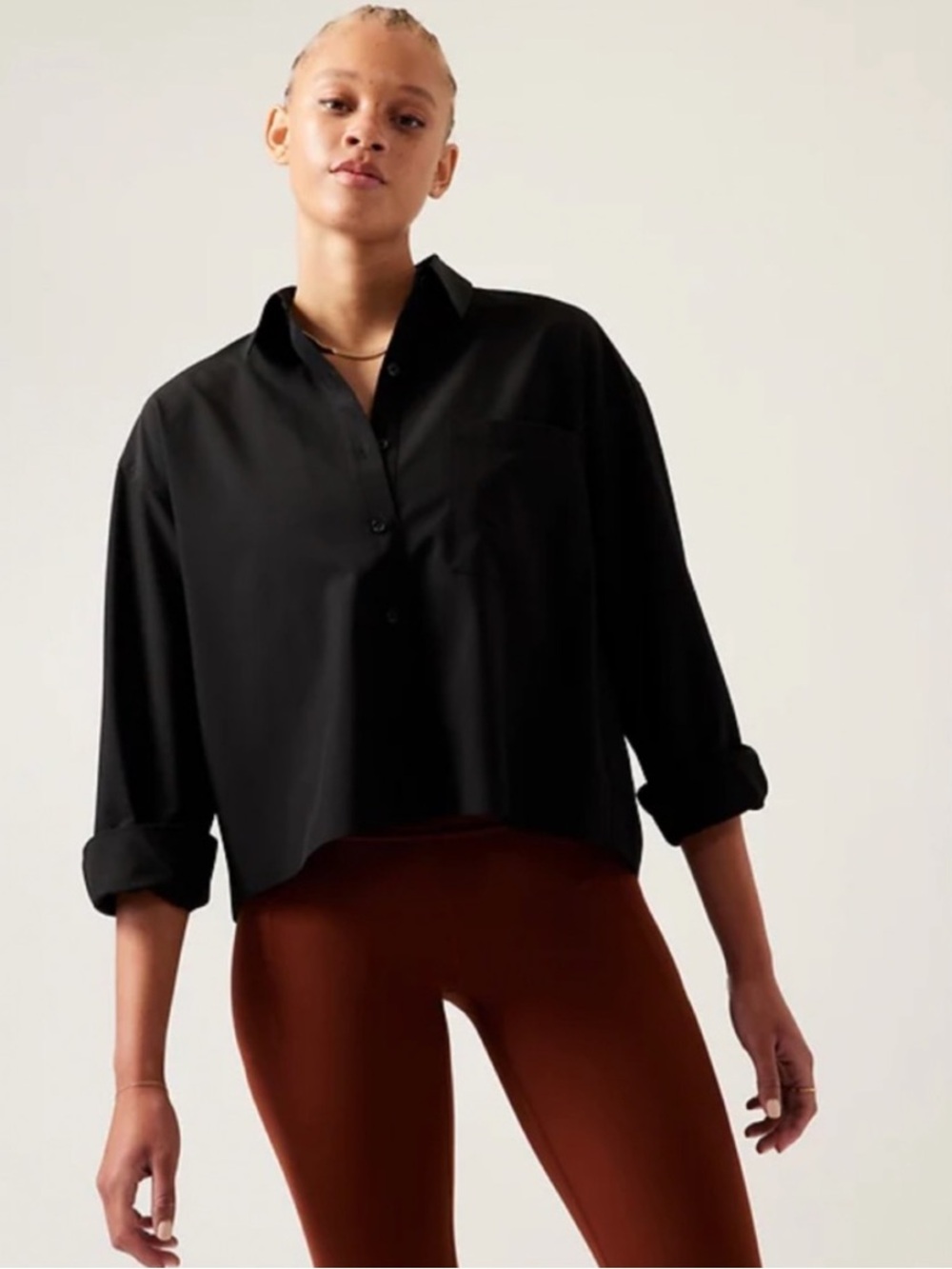 Athleta Cropped Tech Stretch Top Sz M